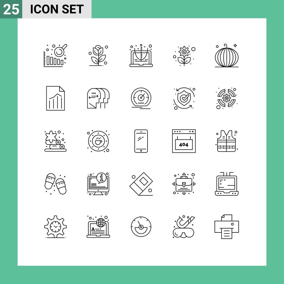 Pack of 25 creative Lines of thanksgiving fall equation crop gear Editable Vector Design Elements