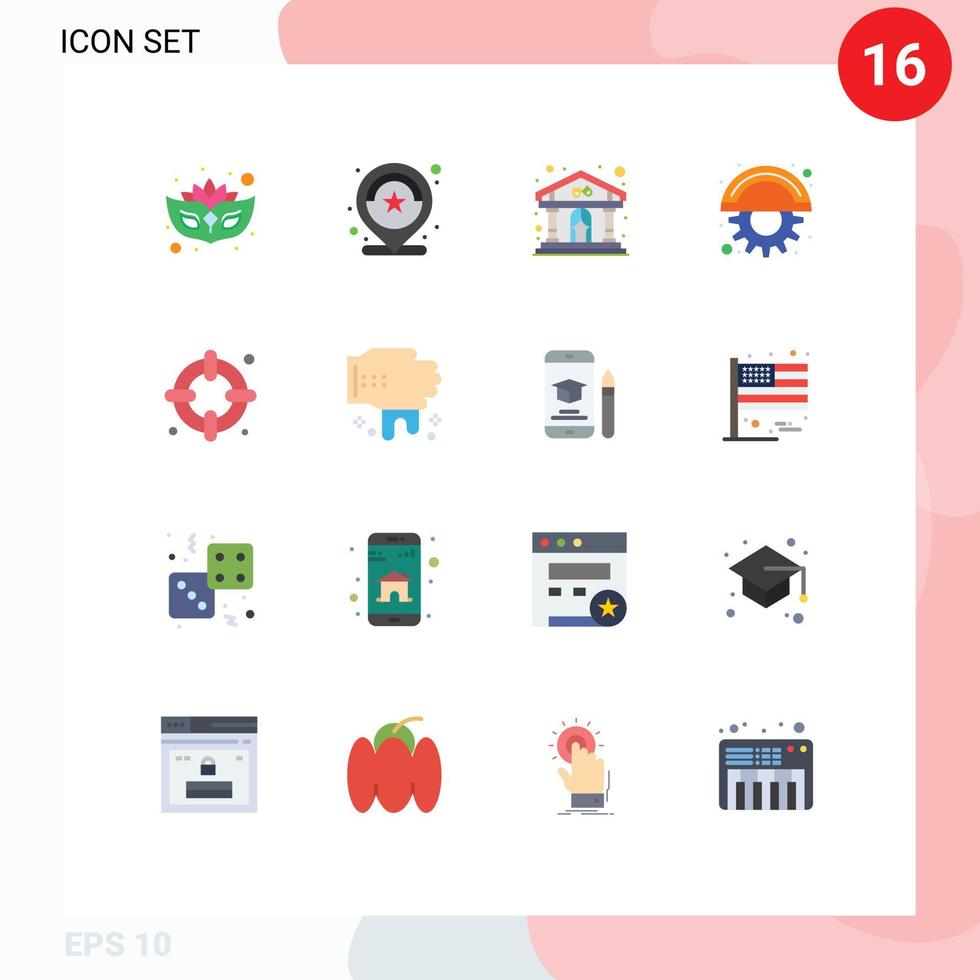 conjunto de 16 iconos de interfaz de usuario modernos símbolos signos para engranajes de vida hoja de línea de juego paquete editable de elementos de diseño de vectores creativos