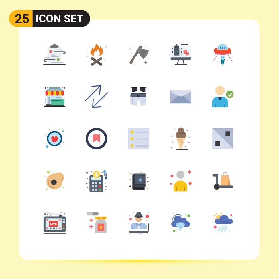 25 concepto de color plano para sitios web móviles y aplicaciones espacio presentación hacha datos computadora elementos de diseño vectorial editables vector