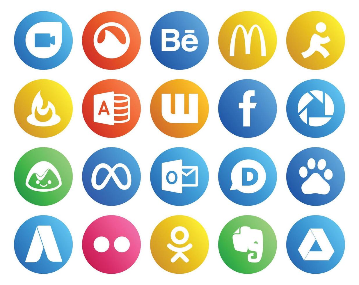 20 Social Media Icon Pack Including flickr baidu facebook disqus facebook vector
