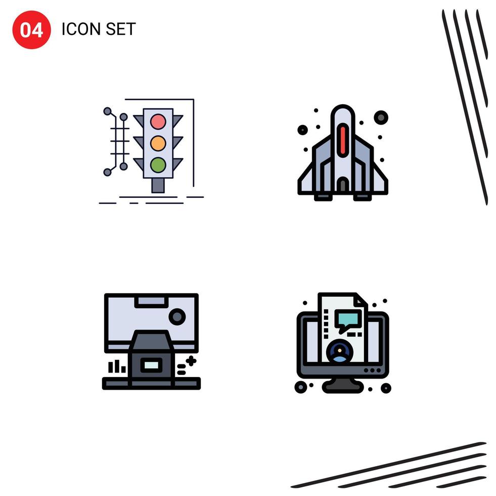 Set of 4 Modern UI Icons Symbols Signs for city cabin smart fun control Editable Vector Design Elements
