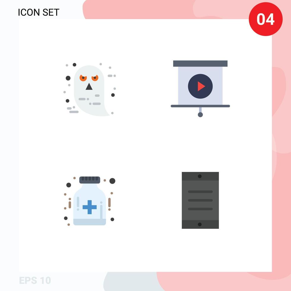 User Interface Pack of 4 Basic Flat Icons of character health halloween presentation mobile Editable Vector Design Elements