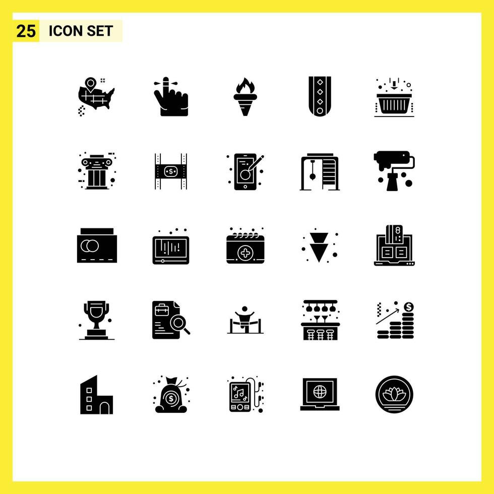 User Interface Pack of 25 Basic Solid Glyphs of business striped greece rank insignia Editable Vector Design Elements
