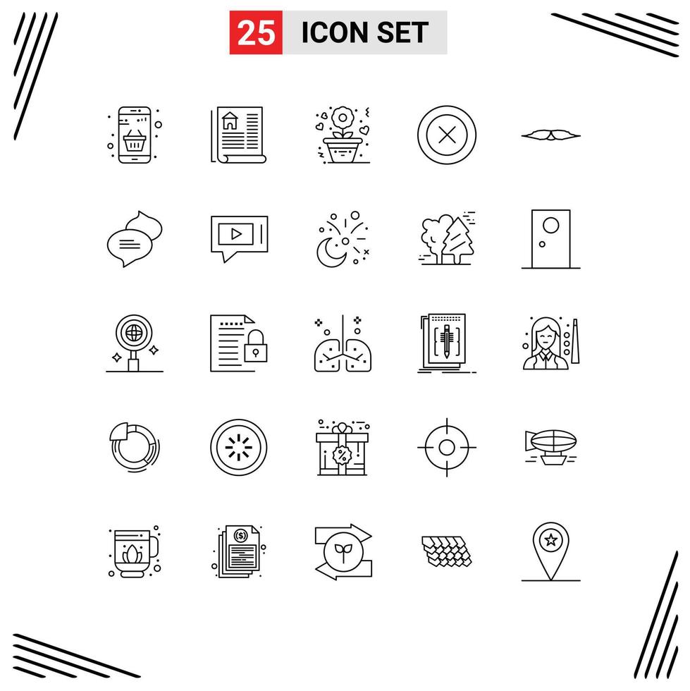 Set of 25 Modern UI Icons Symbols Signs for hipster wireframe flower ux layout Editable Vector Design Elements