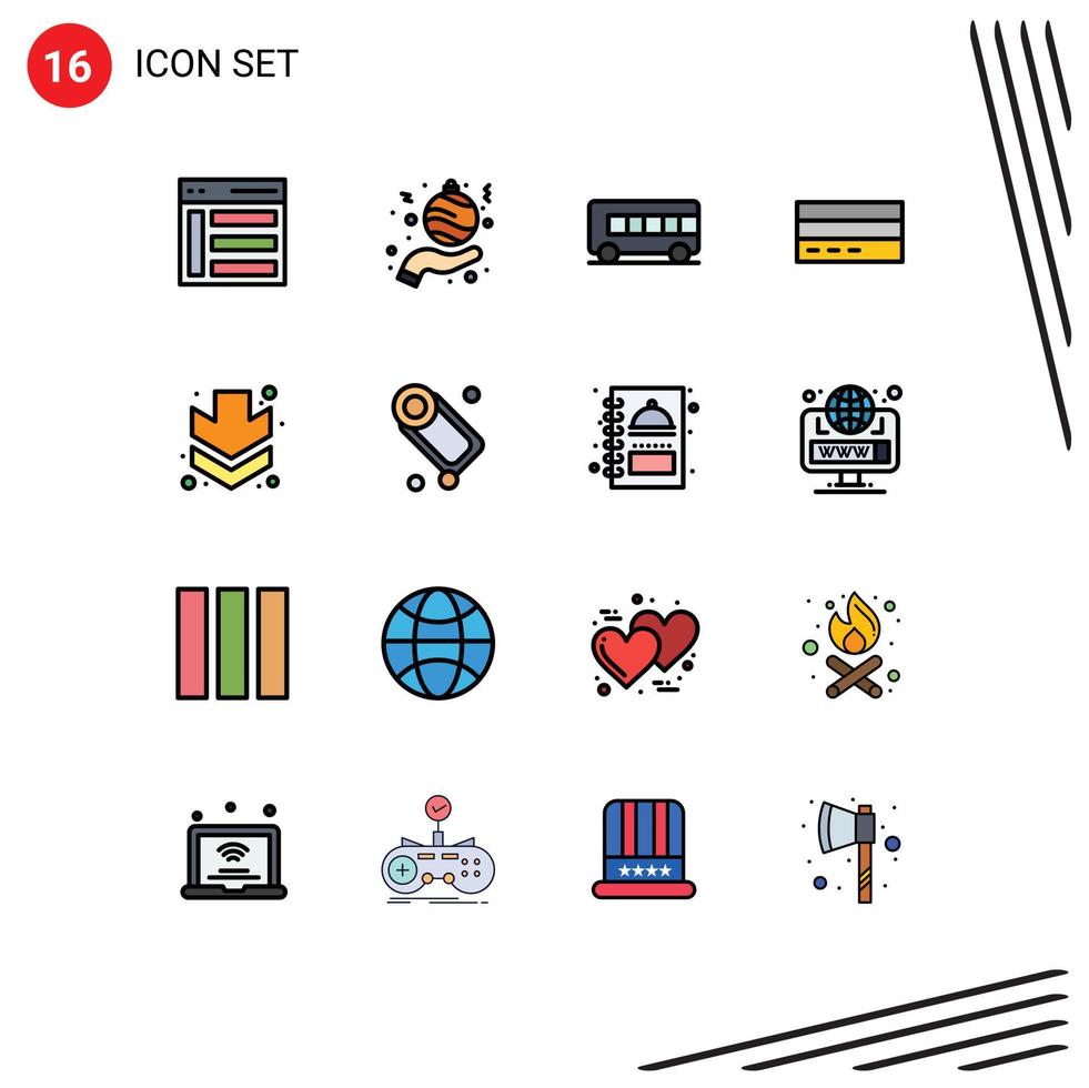 grupo de símbolos de iconos universales de 16 líneas llenas de colores planos modernos de finanzas de usuario negocios de crédito de mano elementos de diseño de vectores creativos editables