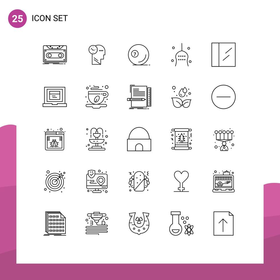 Group of 25 Lines Signs and Symbols for tradition superstition head bone pool Editable Vector Design Elements