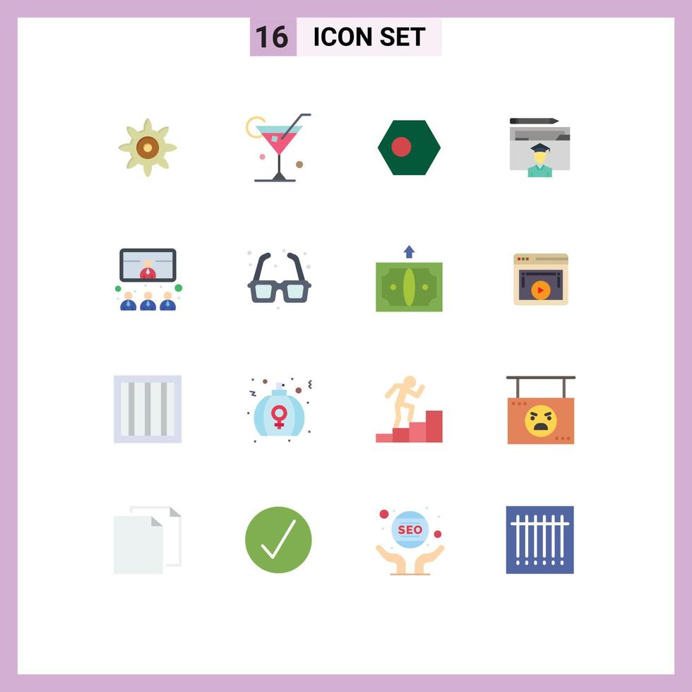 16 Creative Icons Modern Signs and Symbols of conference scholar bangladesh graduation education Editable Pack of Creative Vector Design Elements