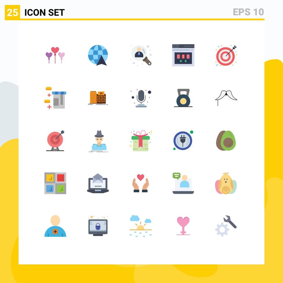 25 Universal Flat Colors Set for Web and Mobile Applications target arrow user webpage template Editable Vector Design Elements