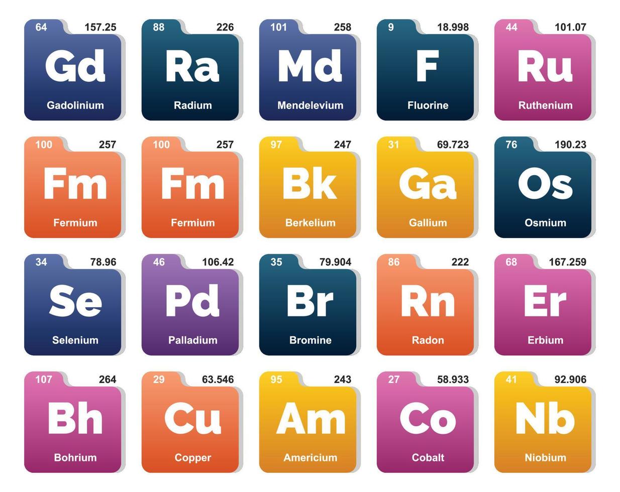 20 Preiodic table of the elements Icon Pack Design vector