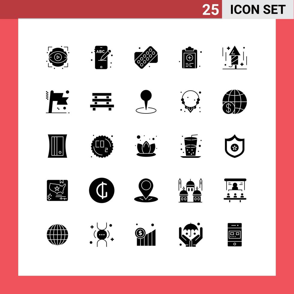25 Creative Icons Modern Signs and Symbols of rocket fireworks medical celebration medicine Editable Vector Design Elements