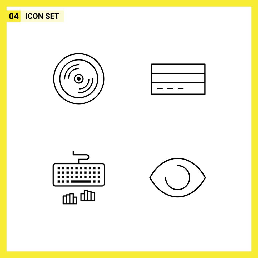 Line Pack of 4 Universal Symbols of cd user education credit interface Editable Vector Design Elements