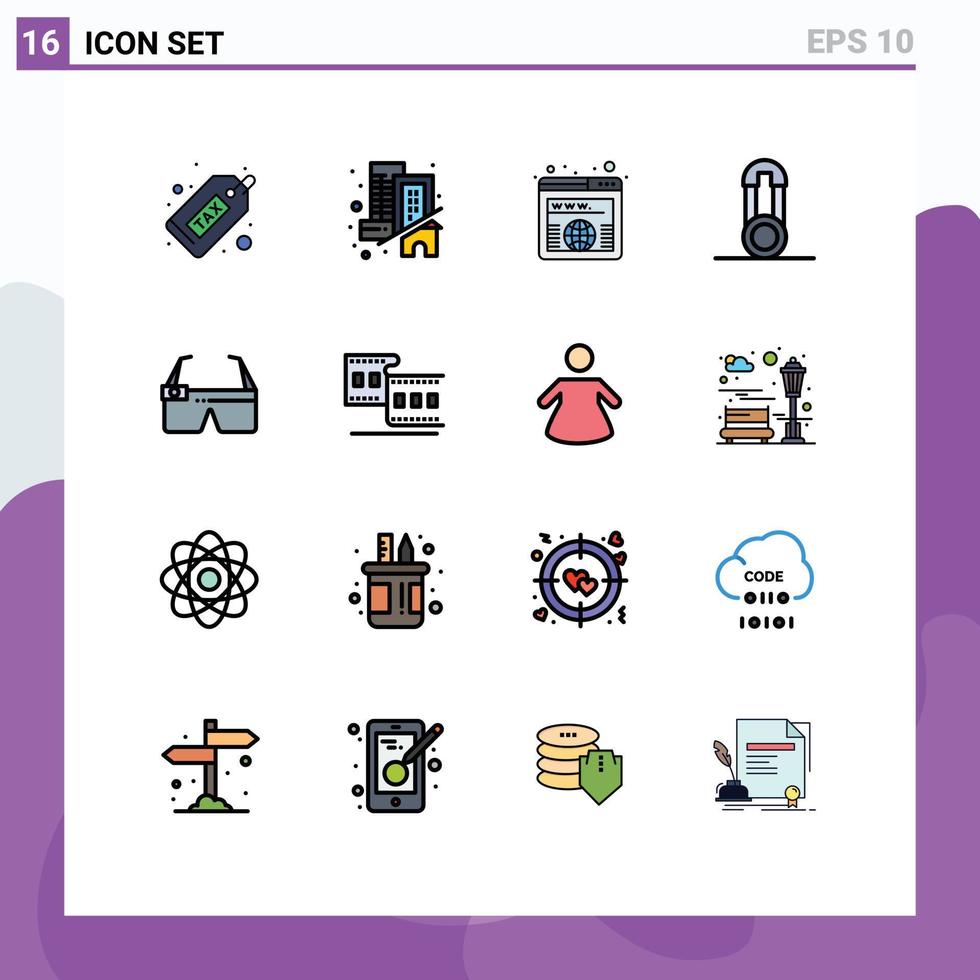 Universal Icon Symbols Group of 16 Modern Flat Color Filled Lines of device pins real pin worldwide Editable Creative Vector Design Elements