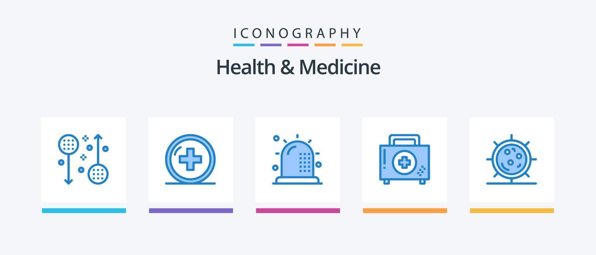 Health and Medicine Blue 5 Icon Pack Including disease. aid. medicine. health. fitness. Creative Icons Design vector
