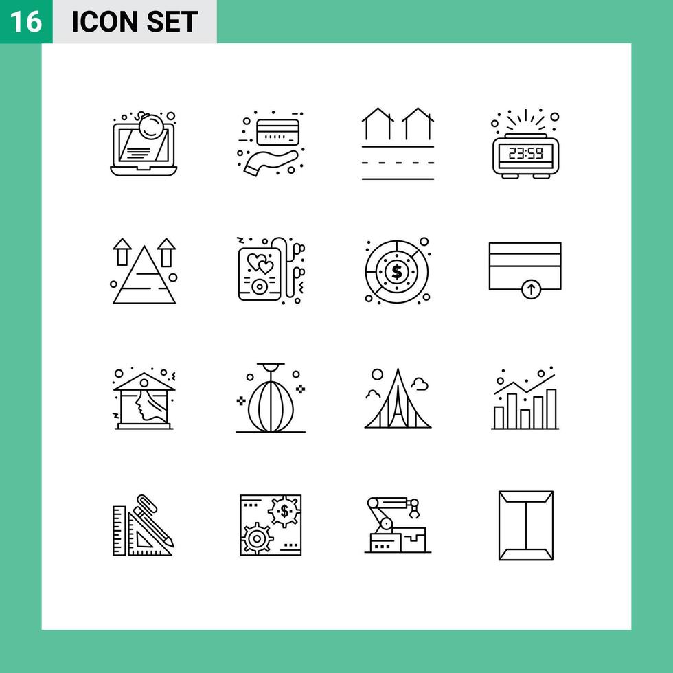 Outline Pack of 16 Universal Symbols of mountain new year estate count down residences Editable Vector Design Elements