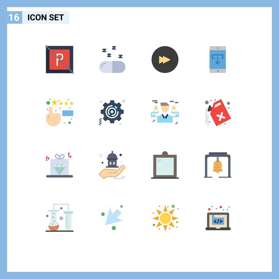 Set of 16 Modern UI Icons Symbols Signs for feedback mobile application fast mobile data Editable Pack of Creative Vector Design Elements