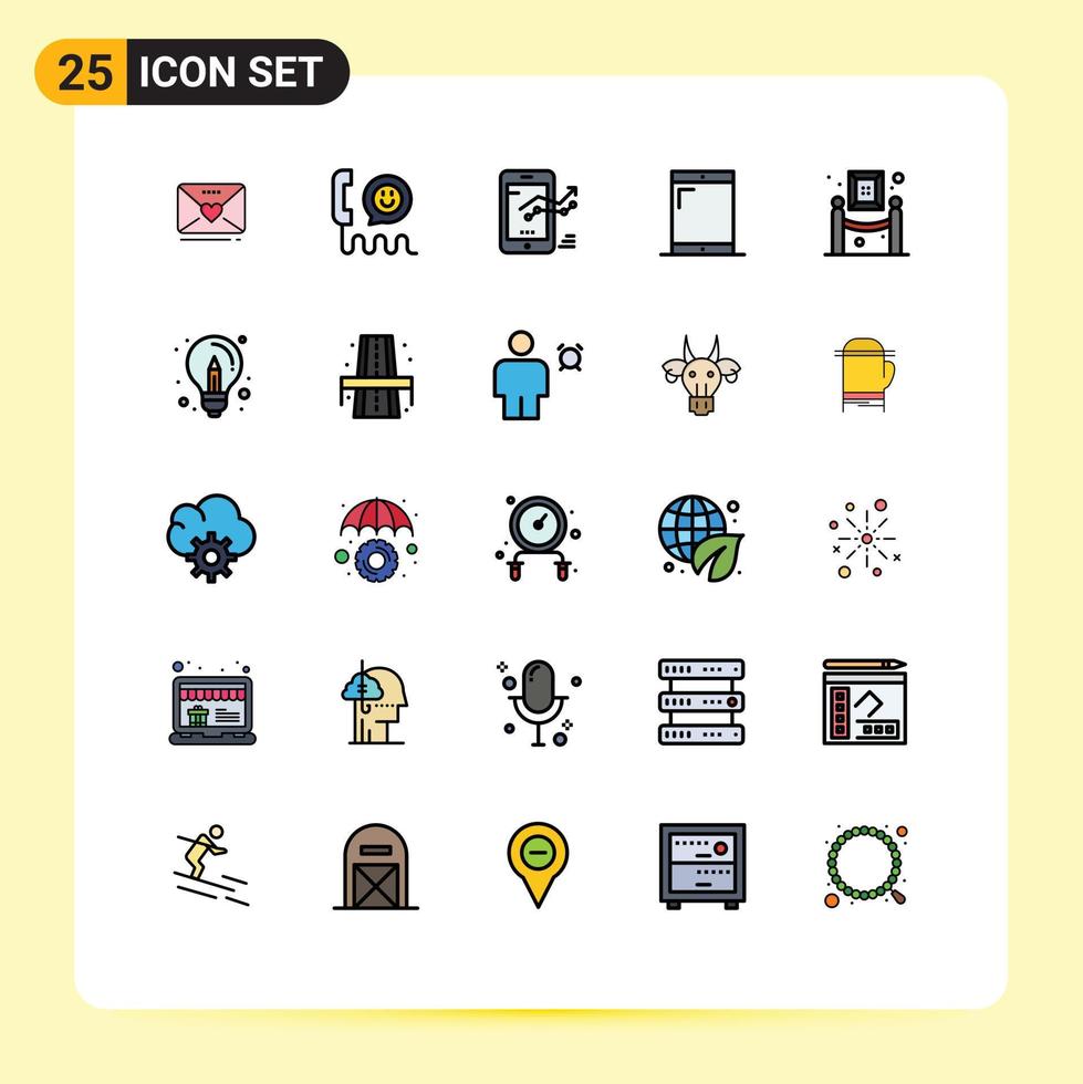 Universal Icon Symbols Group of 25 Modern Filled line Flat Colors of art devices phone cellphone progress Editable Vector Design Elements