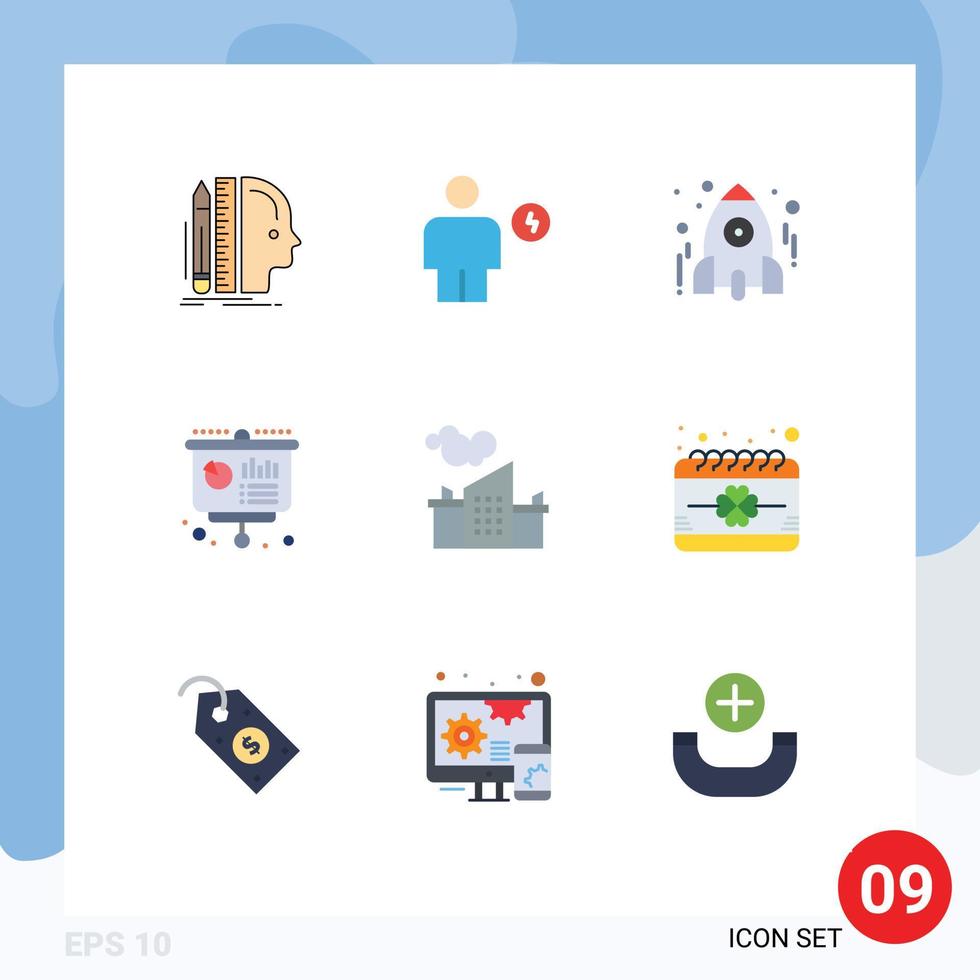 9 User Interface Flat Color Pack of modern Signs and Symbols of education business energy study rocket Editable Vector Design Elements