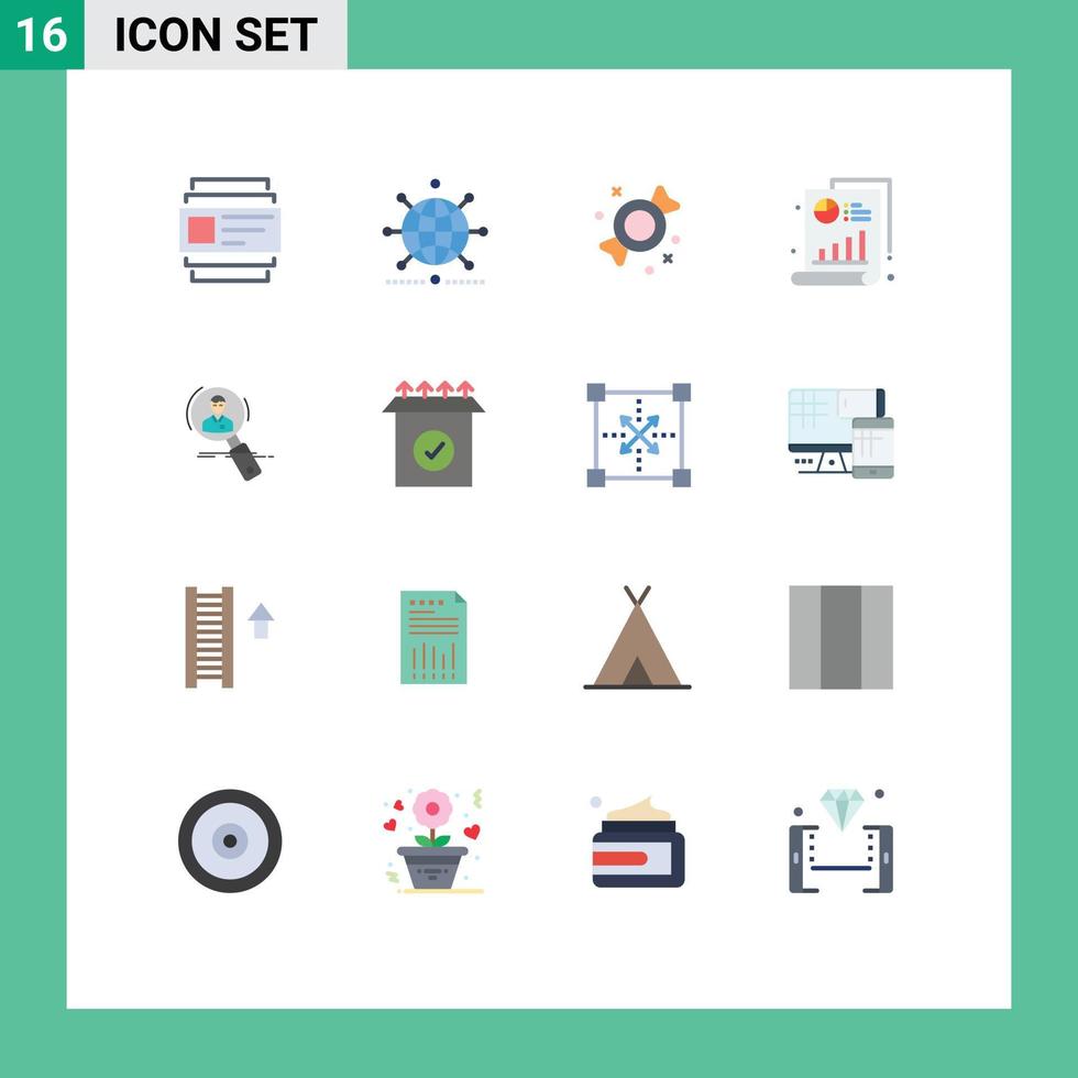 16 Creative Icons Modern Signs and Symbols of hr search bonbon graph bar Editable Pack of Creative Vector Design Elements