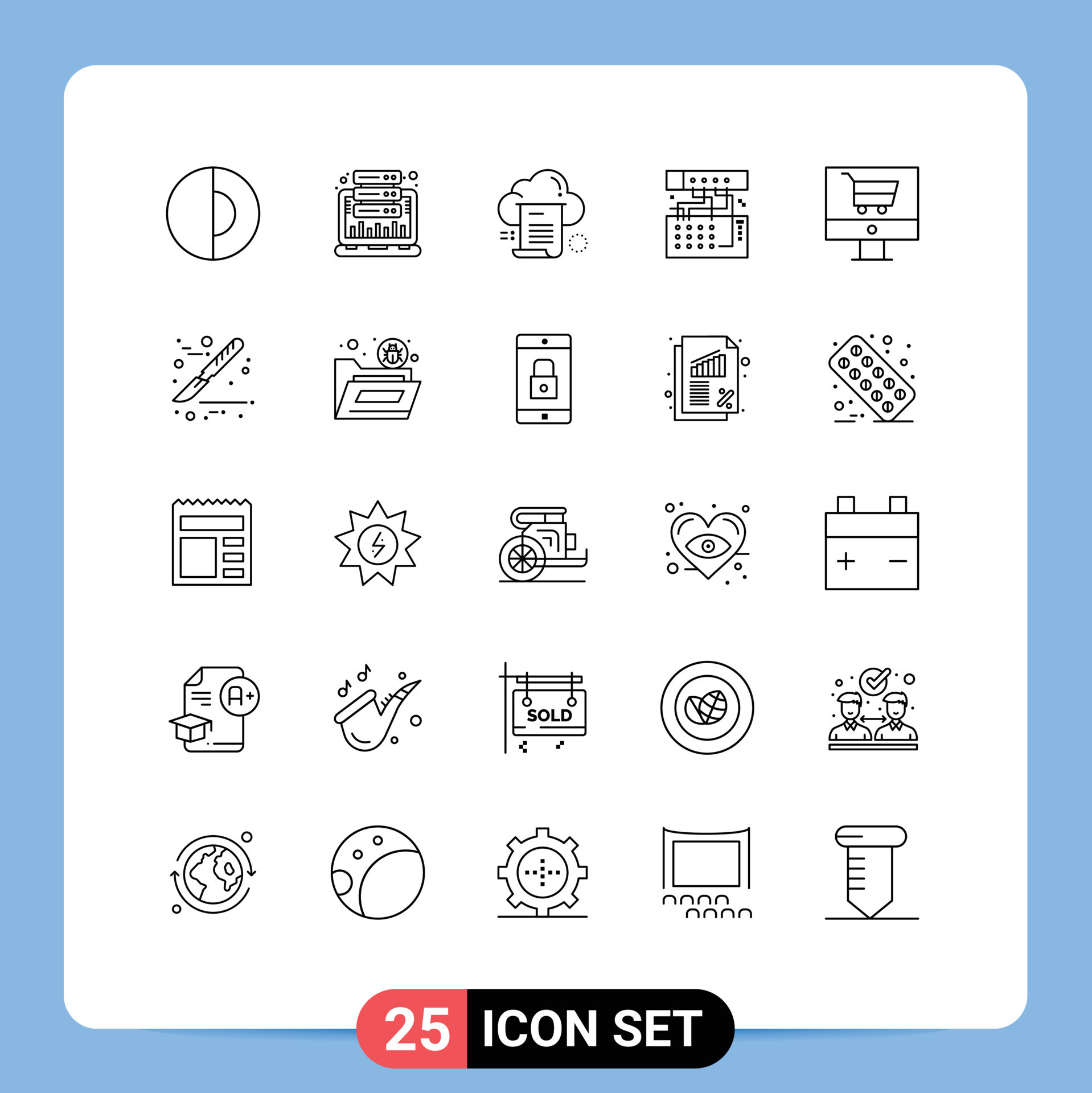 25 Universal Line Signs Symbols of module connection web analog cloud ...