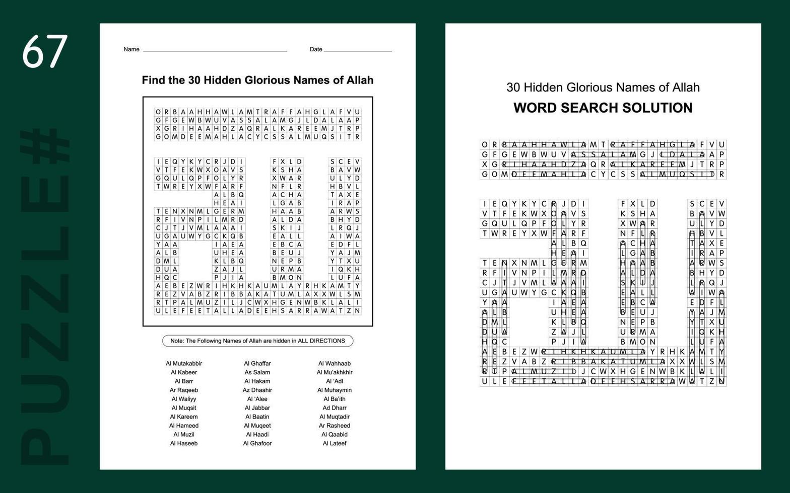 Find the hidden names of Allah in this clever vector illustration