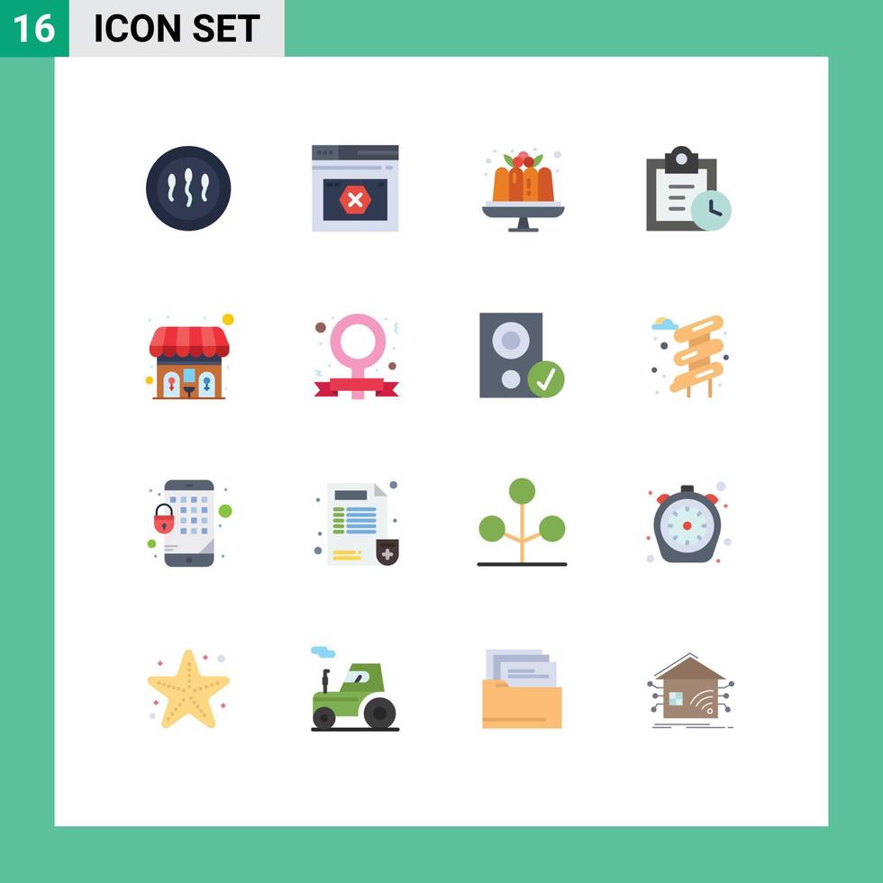 16 Thematic Vector Flat Colors and Editable Symbols of toilet todo error tasks sweets Editable Pack of Creative Vector Design Elements