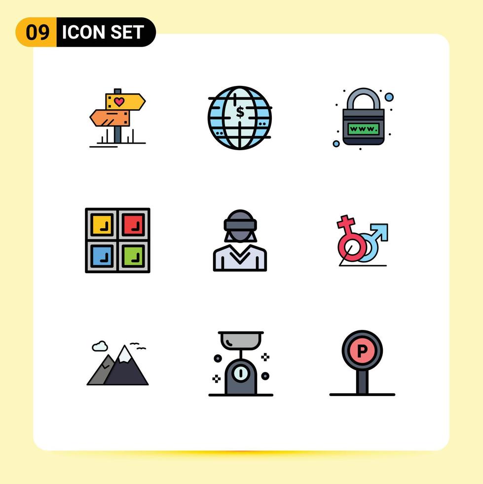 9 Creative Icons Modern Signs and Symbols of motion window earth house web Editable Vector Design Elements