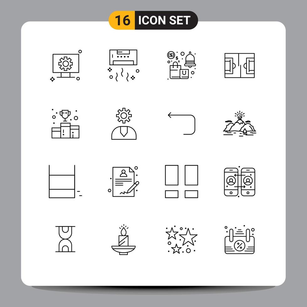 16 Outline concept for Websites Mobile and Apps soccer field technology football savings Editable Vector Design Elements