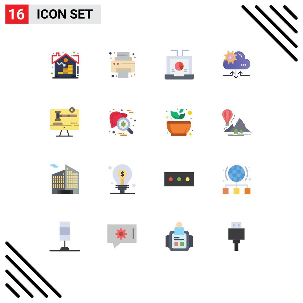 Universal Icon Symbols Group of 16 Modern Flat Colors of copyright arrow data gear cloud Editable Pack of Creative Vector Design Elements