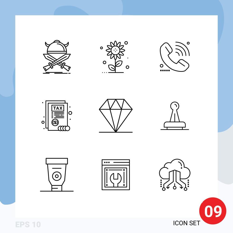 9 Universal Outline Signs Symbols of care report spring document signal Editable Vector Design Elements
