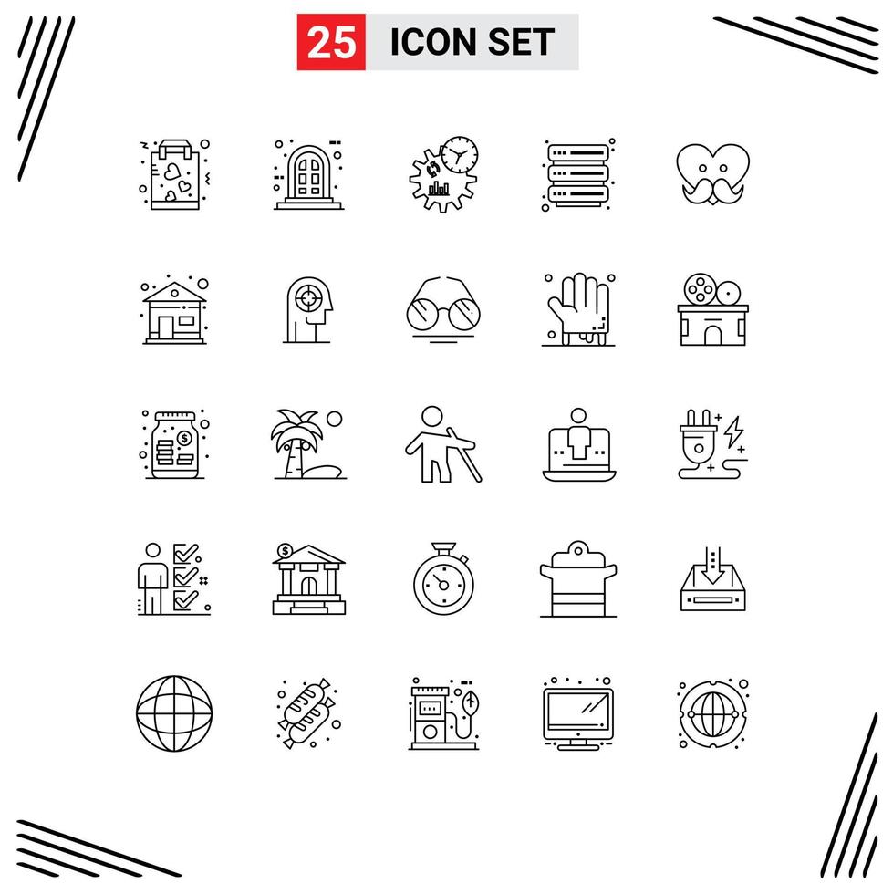 grupo de símbolos de iconos universales de 25 líneas modernas de seguridad empresarial del día del padre que aloja elementos de diseño de vectores editables