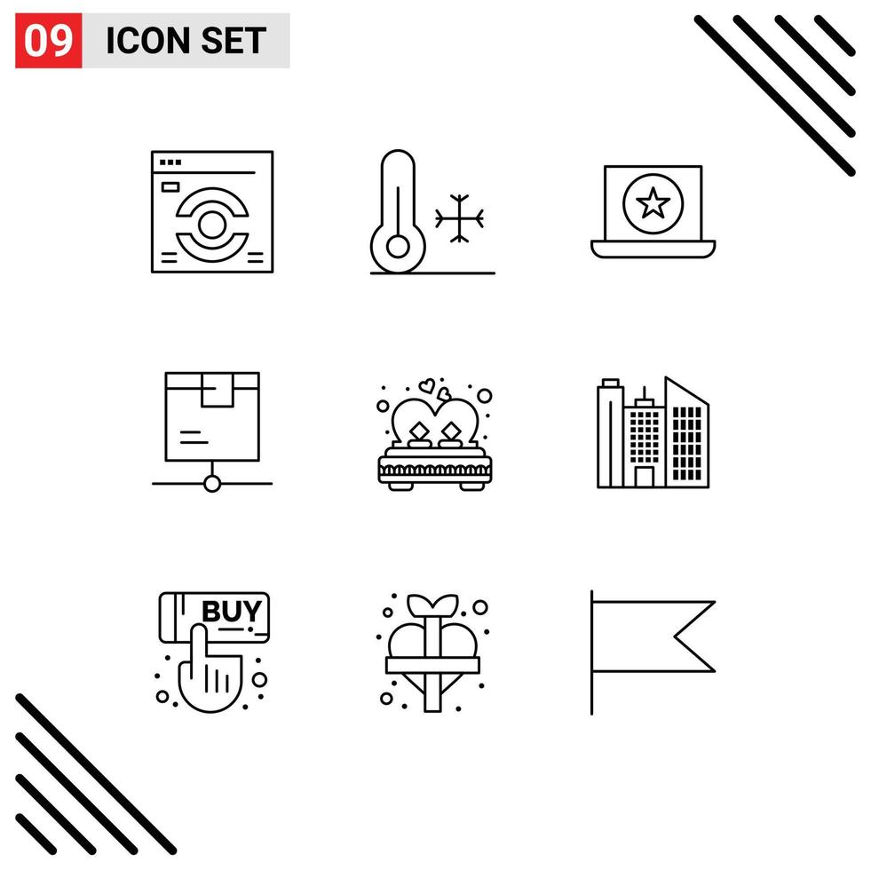 Group of 9 Outlines Signs and Symbols for couple shipping favorite product logistic Editable Vector Design Elements