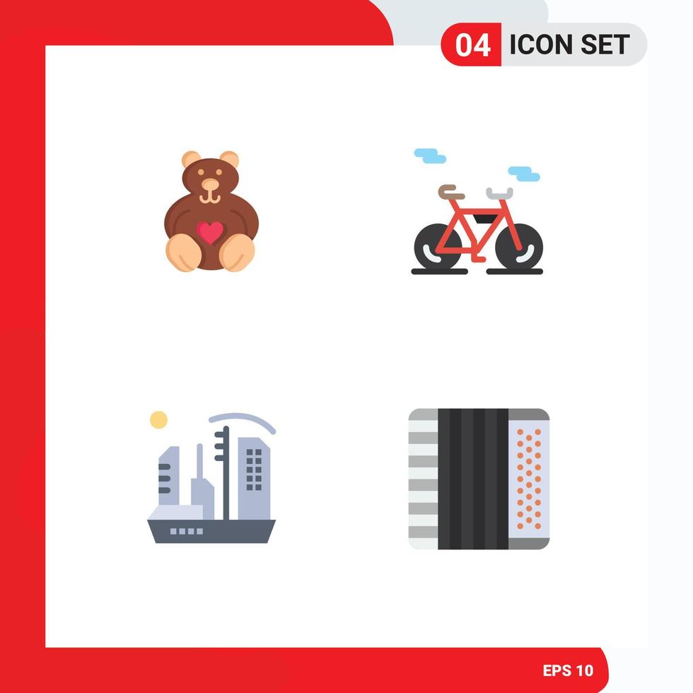 4 User Interface Flat Icon Pack of modern Signs and Symbols of hearts colony wedding vehicle expansion Editable Vector Design Elements