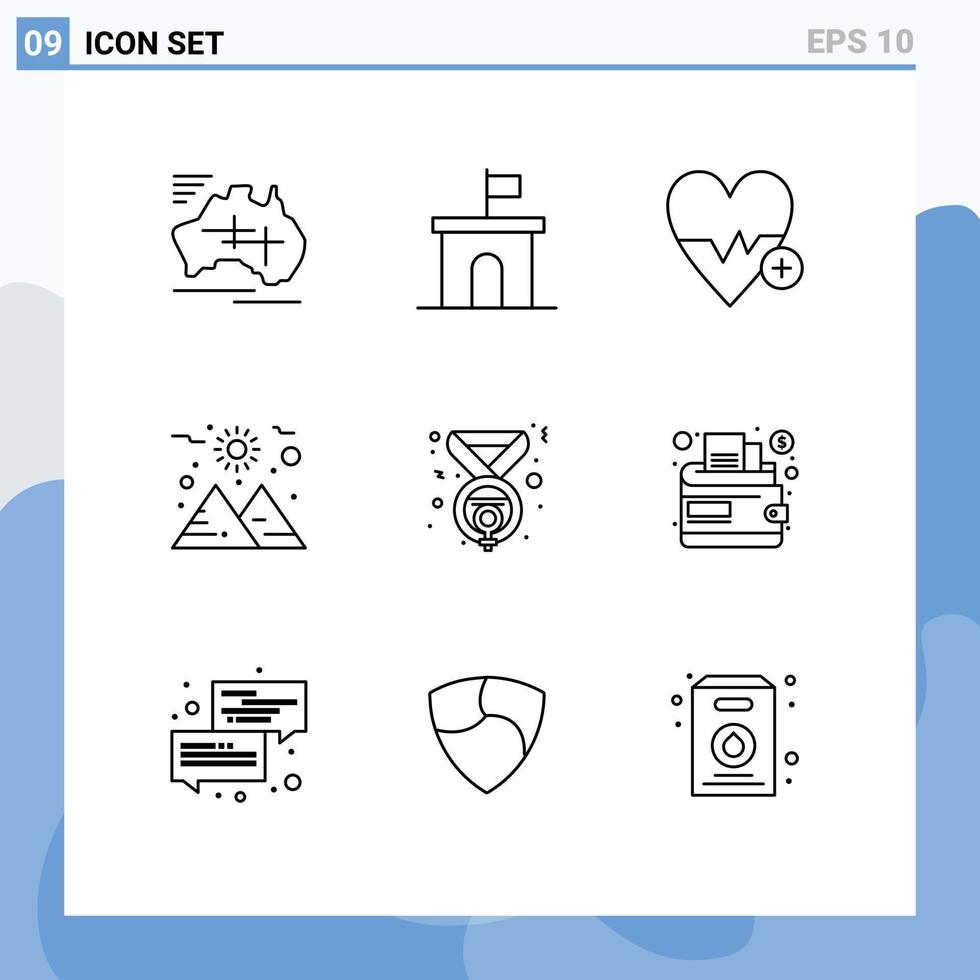 Set of 9 Vector Outlines on Grid for award space mario planet beat Editable Vector Design Elements