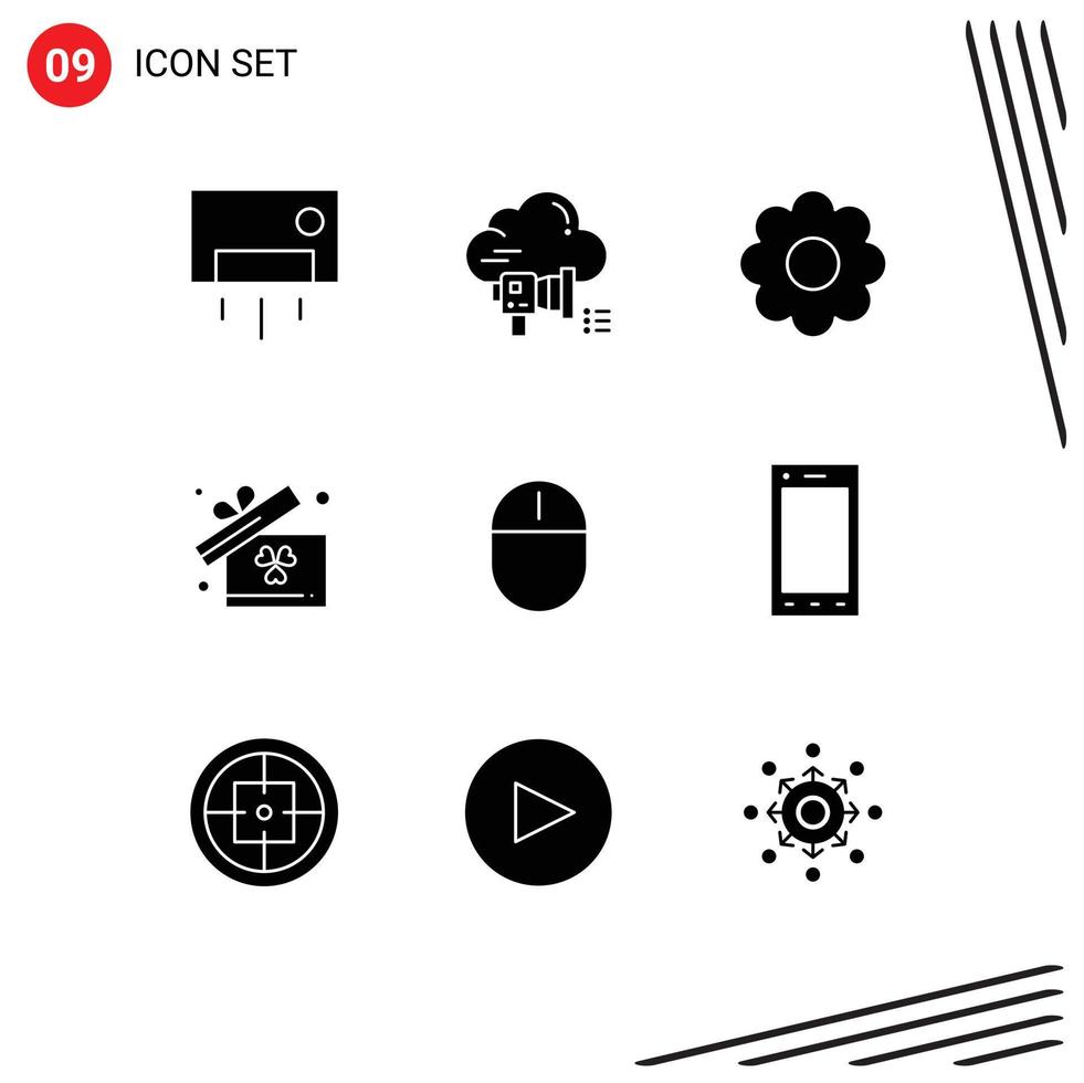 9 Thematic Vector Solid Glyphs and Editable Symbols of devices ireland cloud box romantic Editable Vector Design Elements