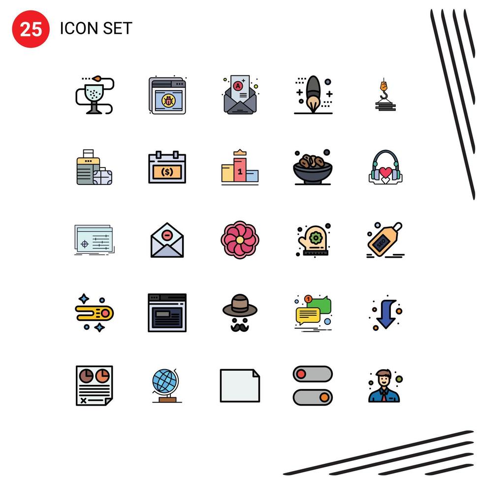25 Filled line Flat Color concept for Websites Mobile and Apps development coding web brush newsletter Editable Vector Design Elements