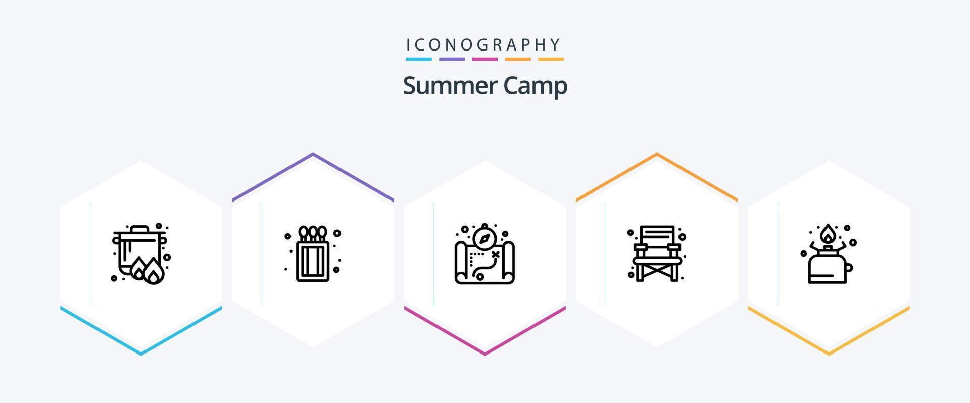 Summer Camp 25 Line icon pack including picnic. gas. location. cooking. travel vector