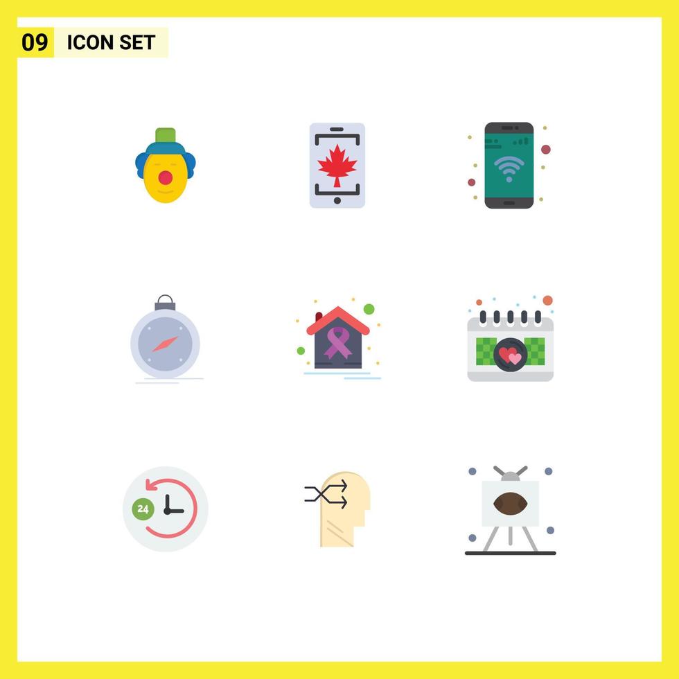 Stock Vector Icon Pack of 9 Line Signs and Symbols for cancer location mobile gps direction Editable Vector Design Elements