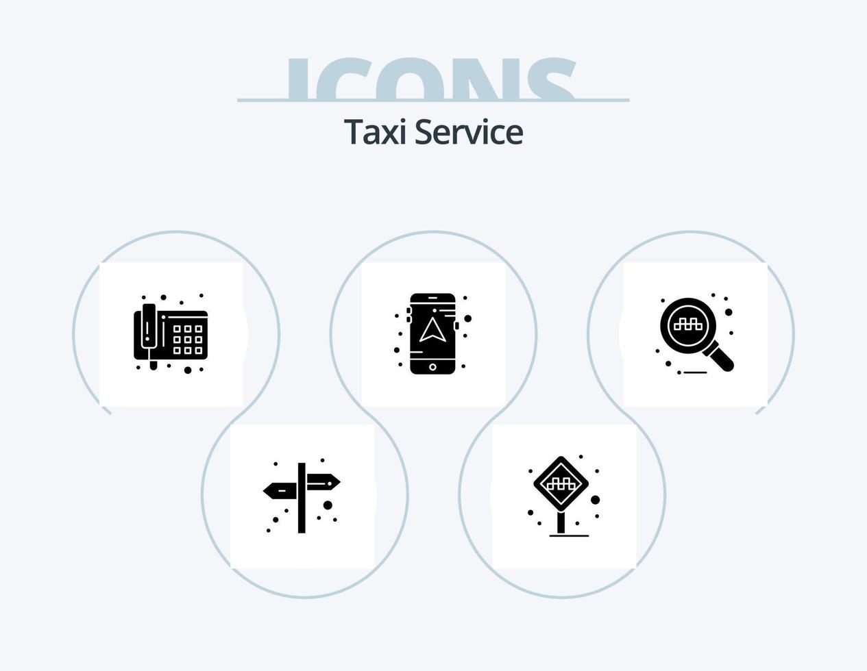 Taxi Service Glyph Icon Pack 5 Icon Design. . search. communication. online. mobile vector