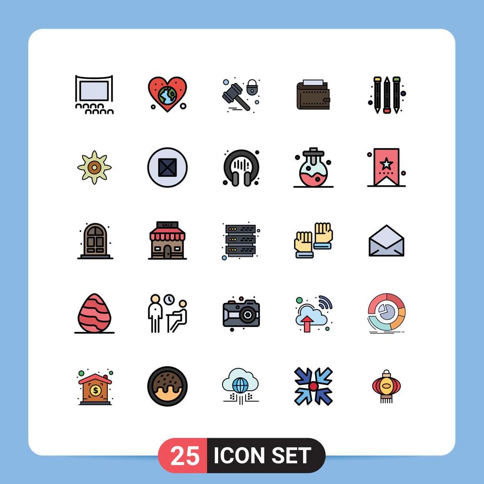 25 Creative Icons Modern Signs and Symbols of money cash day wallet padlock Editable Vector Design Elements