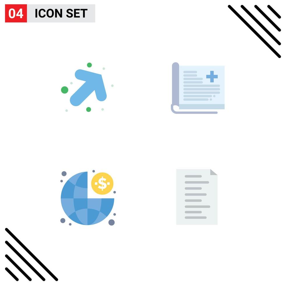 conjunto de 4 iconos de interfaz de usuario modernos símbolos signos para flecha finanzas informe de atención médica dólar elementos de diseño vectorial editables vector