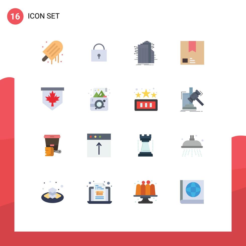 Paquete de 16 colores planos de interfaz de usuario de signos y símbolos modernos de comercio de tecnología de paquete de envío entregar paquete editable de elementos creativos de diseño de vectores