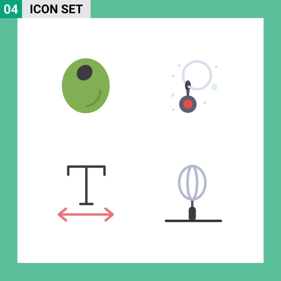 4 iconos planos universales establecidos para aplicaciones web y móviles elementos de diseño de vectores editables de cocina de fuente de comida rápida de oliva