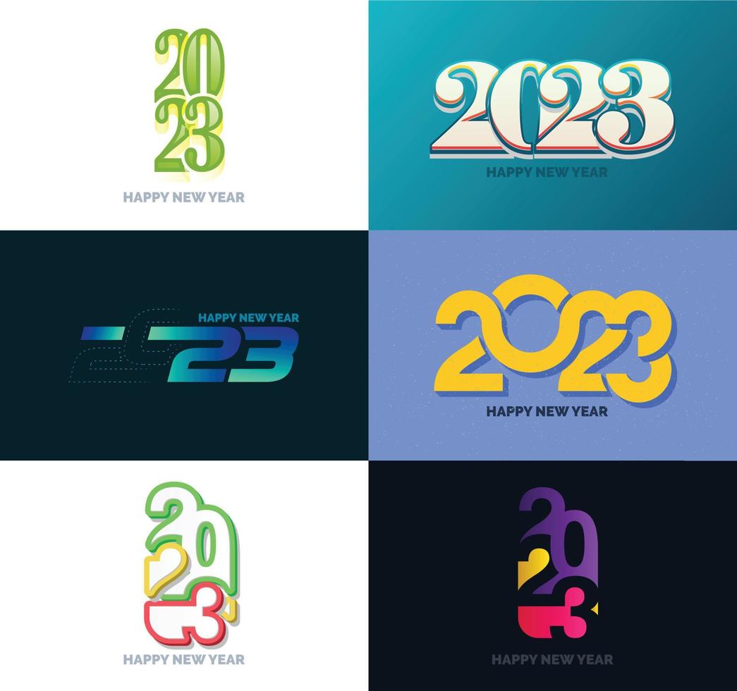 Big Set of 2023 Happy New Year logo text design 2023 number design template vector