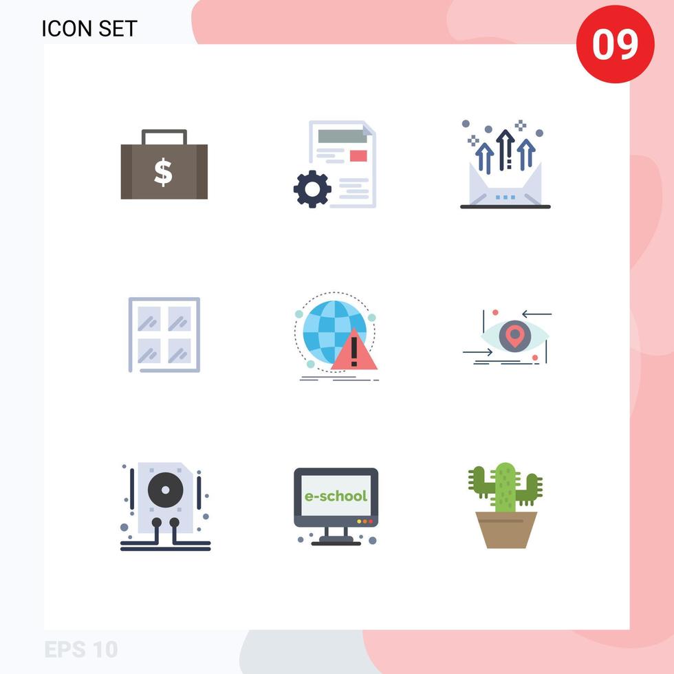 Universal Icon Symbols Group of 9 Modern Flat Colors of building window config letter communication Editable Vector Design Elements