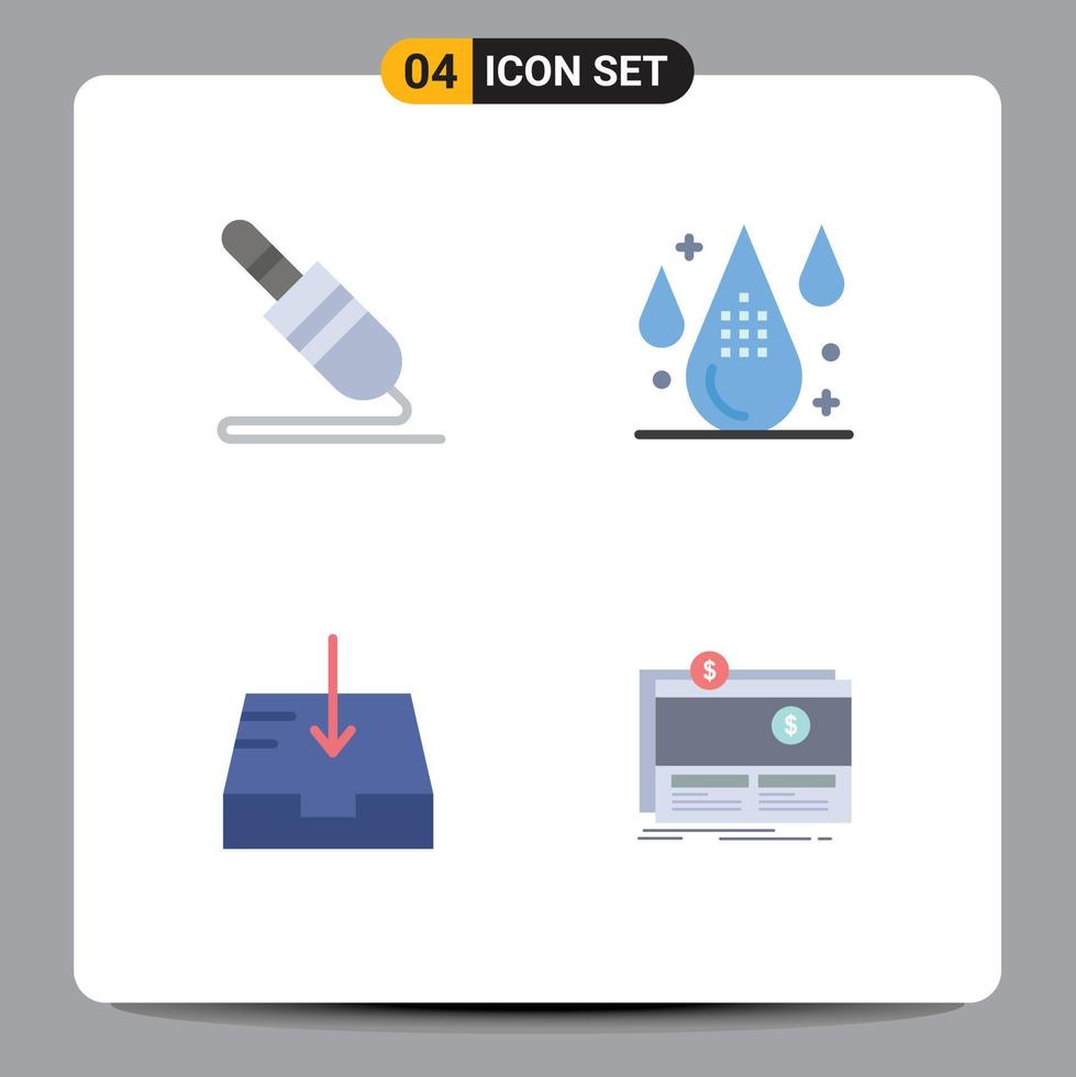 Pack of 4 creative Flat Icons of audio cable mail technology design receive Editable Vector Design Elements