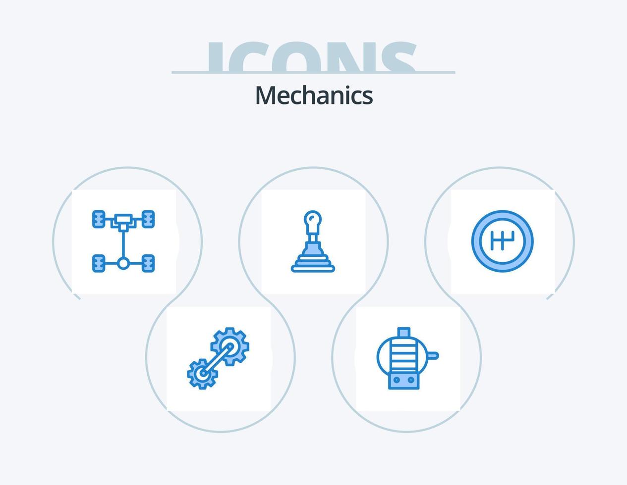 Mechanics Blue Icon Pack 5 Icon Design. . . chassis. mechanics. gearbox vector