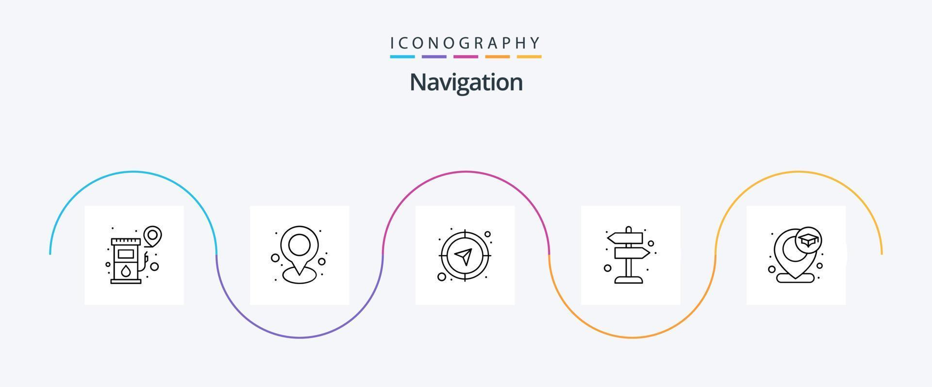 Navigation Line 5 Icon Pack Including location. board. location. sign. gps vector