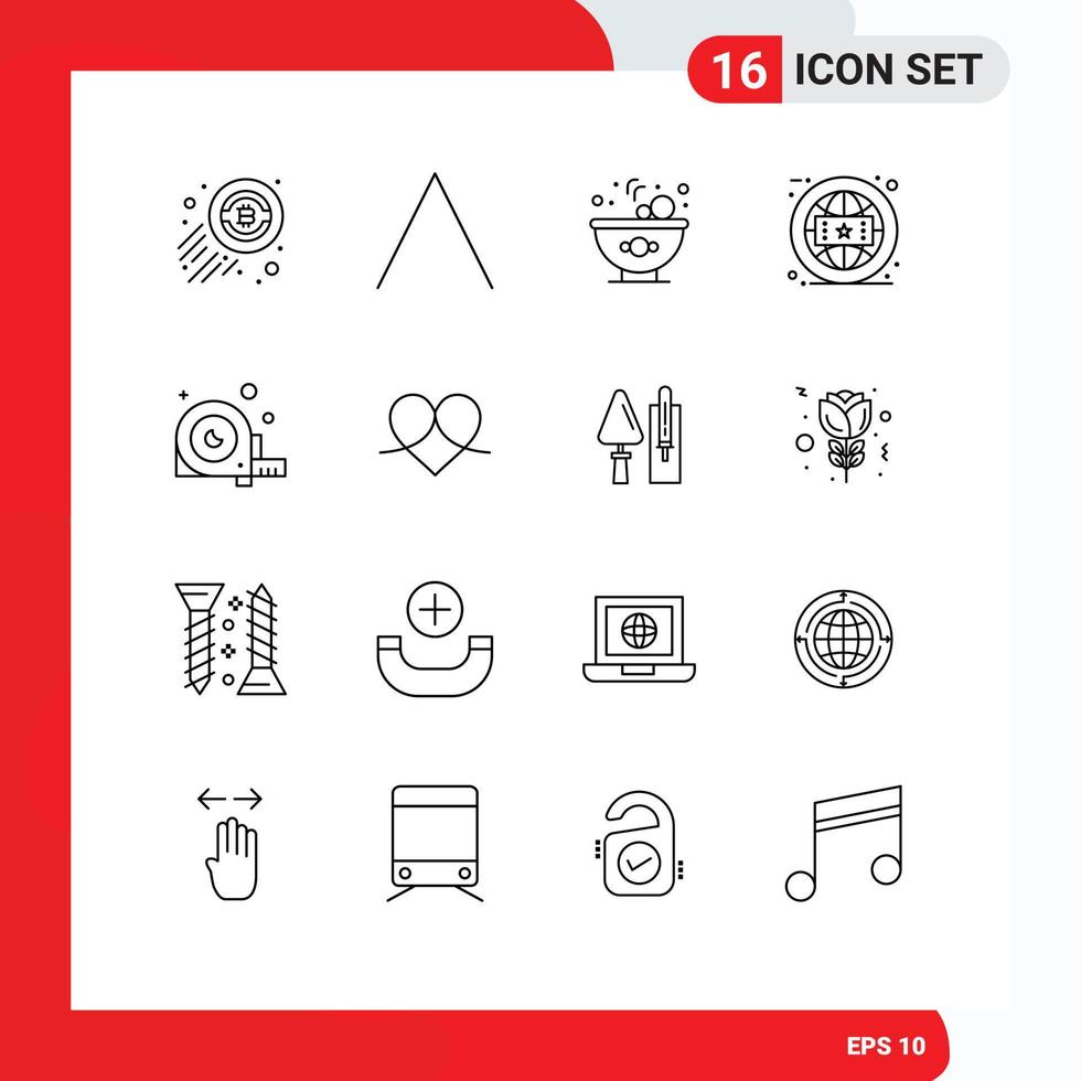 Set of 16 Modern UI Icons Symbols Signs for tool construction salad angle online Editable Vector Design Elements