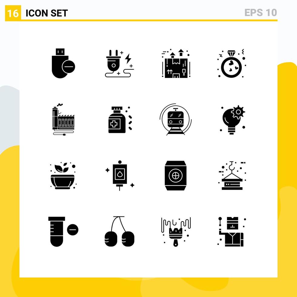 Pictogram Set of 16 Simple Solid Glyphs of proposal love nature heart package Editable Vector Design Elements