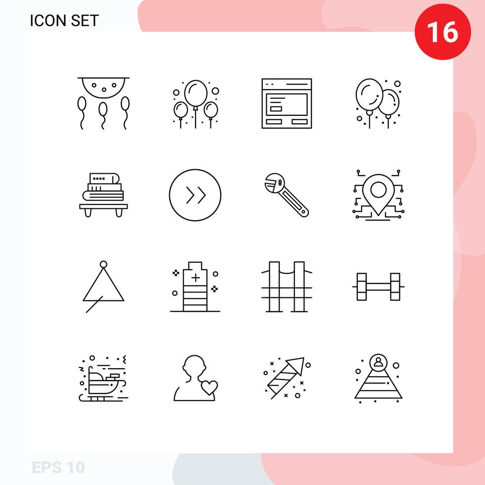 16 Thematic Vector Outlines and Editable Symbols of education power action balloon to Editable Vector Design Elements